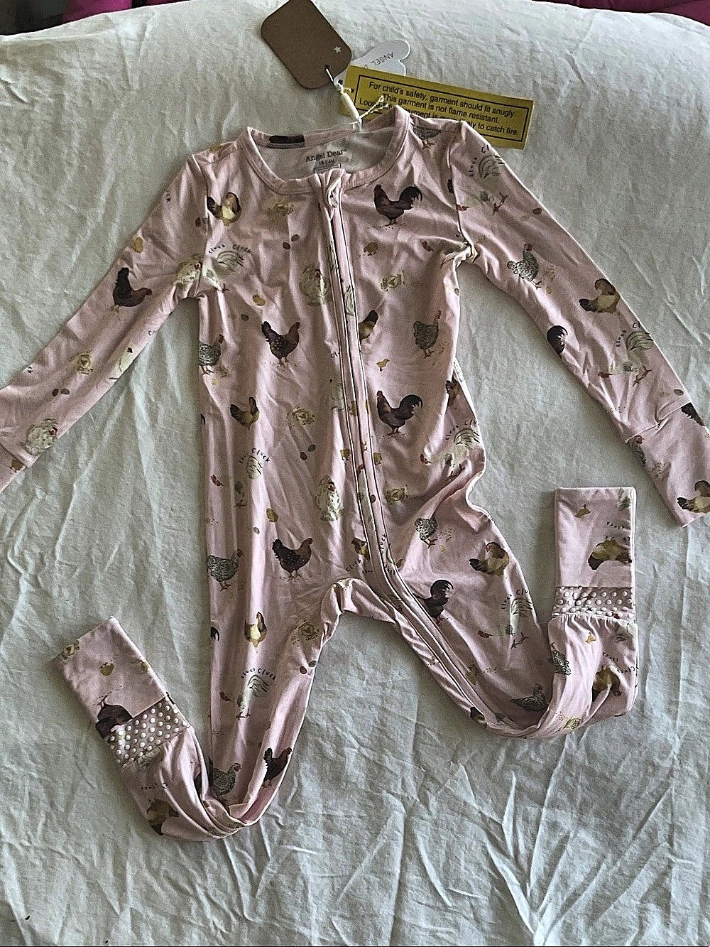 Angel Dear Chicken Coop Pink Zippered Romper Size 18-24M